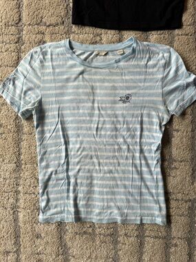 Jack Wills Light Blue and White Striped Short Sleeve Tee